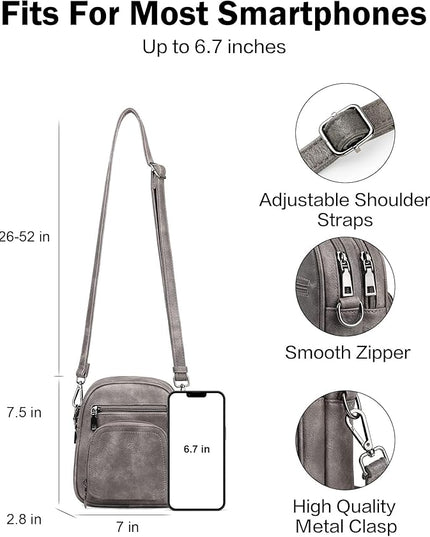 FADEON Small Purses for Women Crossbody Bags, Designer PU Leather Mini Cross Body Purse Travel Shoulder Bag Card Slots