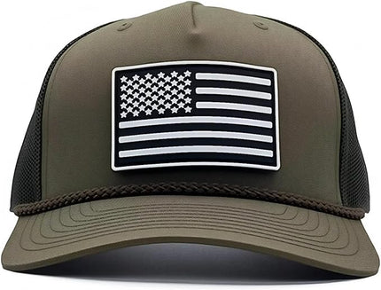 Old Glory PVC Curved 5 Panel Rope Hat, Adjustable Snapback Baseball Cap, Perfect for Outdoor Sports