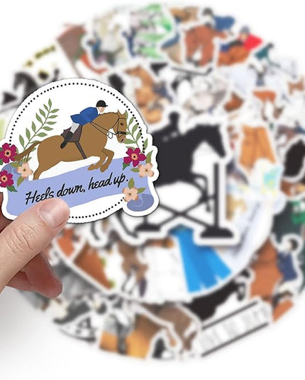 Equestrian Stickers for Water Bottle,Waterproof Vinyl 50pcs Stickers for Laptop Computer Phone Bumper Skateboard Luggage Decals for Teens Adults