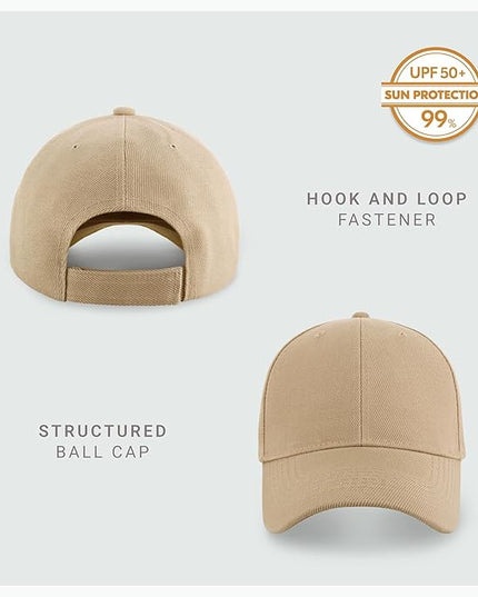 2-Pack Classic Structured Baseball Cap Adjustable Snapback Multipack Ball Caps for Custom Embroidery Running Workouts Outdoor