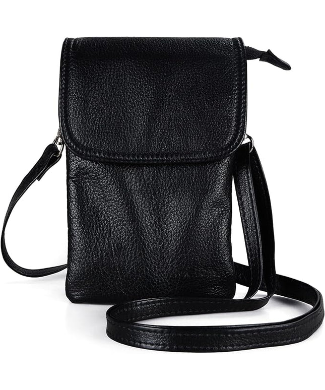 befen Genuine Leather Small Crossbody Bags for Women Cell Phone Bag Cross Body Purses,Silver Zipper