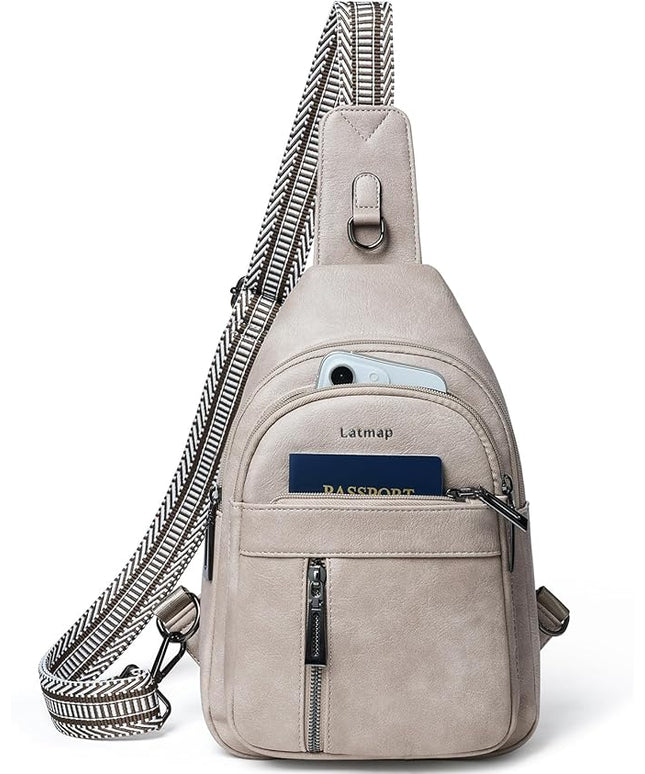 7L Sling Bag For Women Men Backpack Fanny Pack Crossbody Chest Travel Shoulder Belt Bags Purse Handbag PU Leather