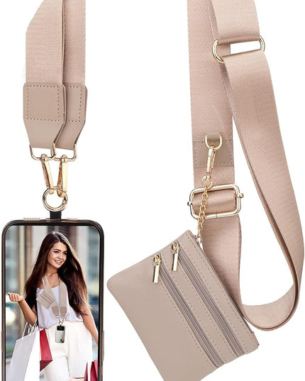 XANGNIER Clip and Go Strap for Phone with Wallet Crossbody, Phone Strap with Zippered Wallet, Adjustable Anti Theft Cellphone Lanyard for Women, Cellphone Chain Accessories,Multicolor 7