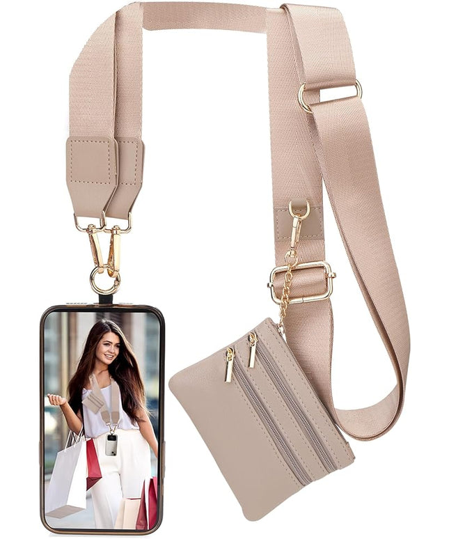 XANGNIER Clip and Go Strap for Phone with Wallet Crossbody, Phone Strap with Zippered Wallet, Adjustable Anti Theft Cellphone Lanyard for Women, Cellphone Chain Accessories,Multicolor 7