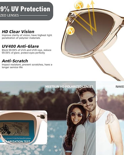 MEETSUN Polarized Sunglasses for Women Men Classic Retro Square Frame Driving Sun Glasses UV Protection