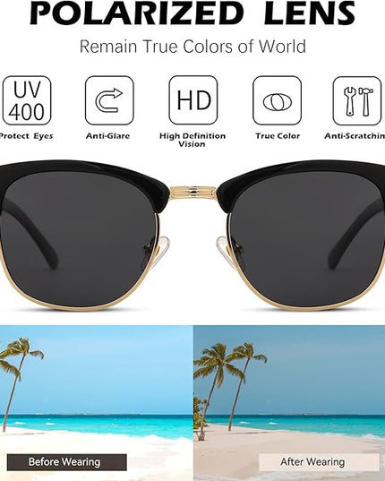 Pro Acme Semi-Rimless Polarized Sunglasses UV 400 Protection for Women Men