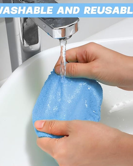 Baderke 10 Pcs Windshield Cleaner Tool Car Window Cleaning Supplies with Extendable Handle Include 6 Washable Microfiber Bonnets 2 Empty 60ml Spray Bottle Glass Wiper Kit(Light Blue)