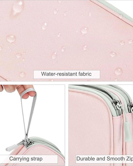 FYY Electronic Organizer, Large Travel Cable Organizer Bag Pouch Electronic Accessories Carry Case Portable Waterproof Double Layers All-in-One Storage Bag for Cable, Cord, Charger, Phone, Light Pink