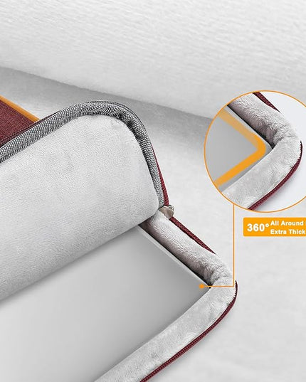 MOSISO 360 Protective Laptop Shoulder Bag,15-15.6 inch Computer Bags Compatible with MacBook Pro 16 inch, HP, Dell, Lenovo, Asus Notebook,Side Open Messenger Bag with 4 Zipper Pockets, Wine Red
