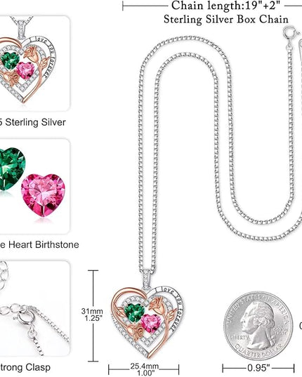 Iefil Christmas Gifts for Women - Sterling Silver Birthstone Necklace Anniversary Birthday Gifts for Her Wife Mom Daughter