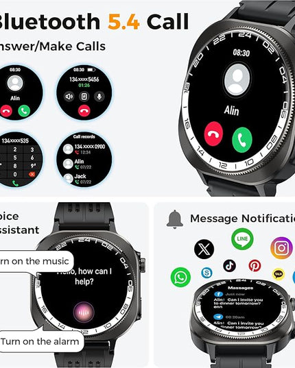 Smart Watch, 2026 AMOLED 1.43" Fitness Smartwatch for Men Women, Bluetooth 5.4 Call, 130+Sports Modes, 60+Days Flashlight, Heart Rate/Sleep Monitor, IP68 Waterproof Activity Tracker for Android iOS