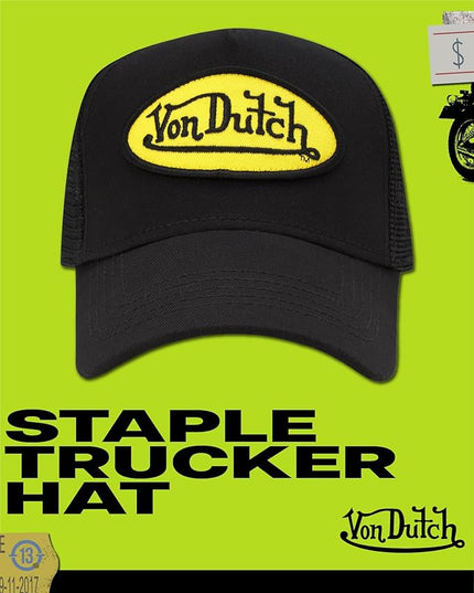 Von Dutch Unisex Trucker Hat - Curved Bill Mesh Back Retro Classic Adjustable Snapback Baseball Cap for Men and Women