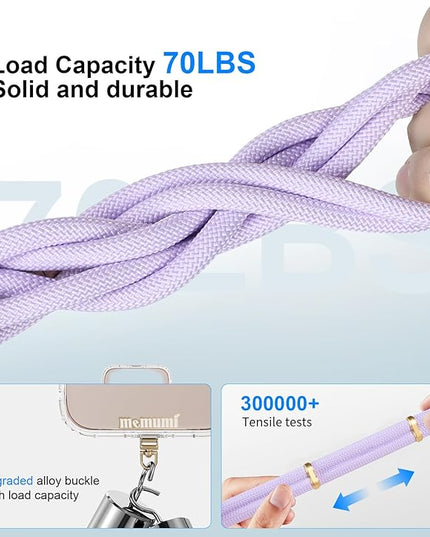 memumi 3-in-1 360° Rotating Adjustable Phone Lanyard Crossbody, Anti-Theft Neck & Wrist Strap for iPhone 17Pro max/All Phones