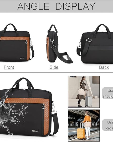 BESMART Slim Laptop Bag 15.6/17.3 Inch Laptop Briefcase for Women, Elegant Waterproof Shoulder Bags, Computer Messenger Bag