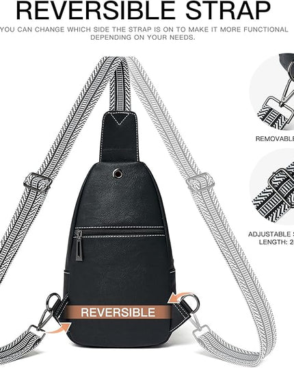 7L Sling Bag for Women Men Leather Small Sling Backpack Daypack Anti Theft Fanny Pack Crossbody Purse Travel