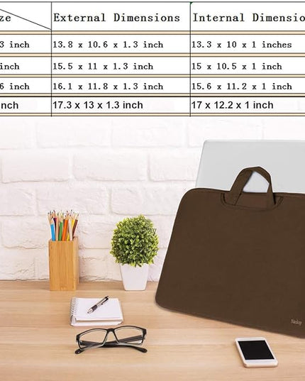 Laptop Case 15.6 Inch, Durable Slim Briefcase Handle Bag & with Extra Pockets, Notebook Computer Protective Case for Laptop Ultrabook, Collapsible Carrying Handles, CoffeeColor