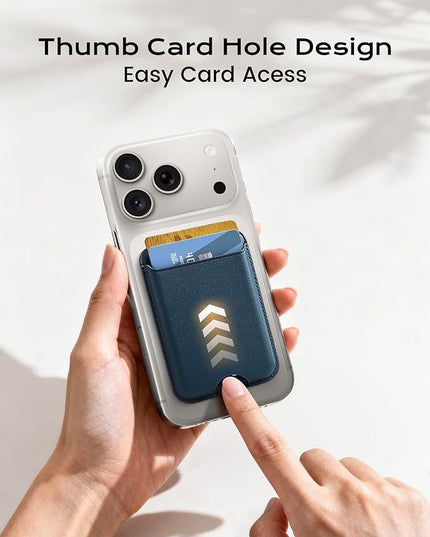 Magnetic Mag-safe Wallet Cell Phone Card Holder for Phone Case with Mag-Safe, Stronger Magnetic RFID Leather Phone Wallet Stick on for iPhone 17/16/15/14/13/12 Series, Fit 3 Cards
