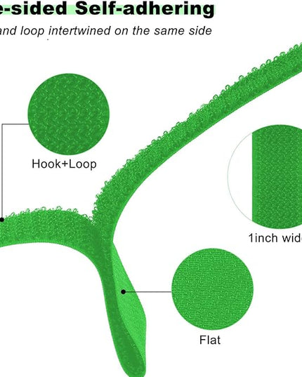 1"x16ft Hook and Loop Straps with 25 Metal Buckles, Adjustable Fastening Cable Straps, Cut-to-Length Cinch Strap, Reusable Nylon Securing Cord Ties for Organizer or Storage, 1 inch Wide,Green