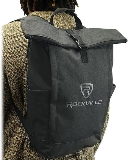 Rockville RPAK Charcoal Backpack Bag, Padded 15" Laptop Pocket, Durable Nylon, Adjustable Straps, Hidden Zippered Compartment, Ideal for Daily Use and Gear Transport