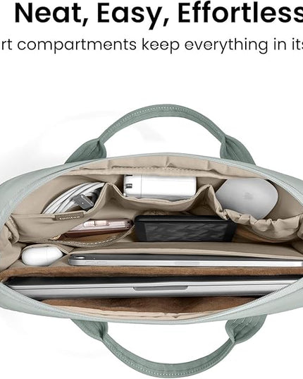 tomtoc 13-14 Inch Protective Puffy Laptop Carrying Bag for Women, Lightweight Laptop Briefcase Fits 14-inch MacBook Pro M5 2025 & Other 13"/14" Computers, Work Bag Case Handbag with Organized Storage