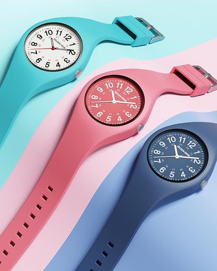 GOLDEN HOUR Waterproof Sports Analog Unisex Watches for Nurse Medical Professionals, Students - Military Time Glowing Easy to Read Dial, Jelly Silicone Strap