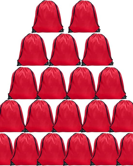 GoodtoU Drawstring Backpack Bulk, 20 Pcs Draw String Bags Cinch Bag Drawstring Gym Bag Sackpack Backpack for Women Men, Red