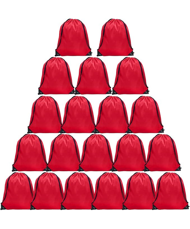 GoodtoU Drawstring Backpack Bulk, 20 Pcs Draw String Bags Cinch Bag Drawstring Gym Bag Sackpack Backpack for Women Men, Red