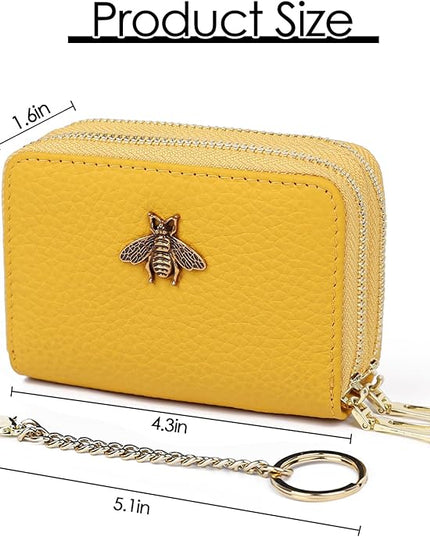 imeetu RFID Credit Card Holder, Small Leather Zipper Card Case Wallet for Women