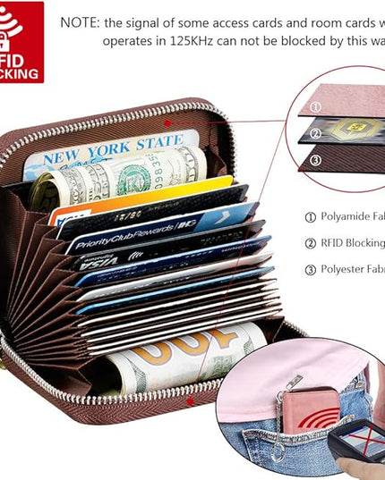 FurArt Zipper Wallet Women, RFID Blocking Credit Card Wallet, Business Card Holder, Compact Size KeyChain Wallet