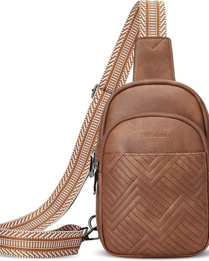 Leather Crossbody Bags for Women Small Sling Bag Anti Theft RFID Chest Purse Fanny Pack for Travel