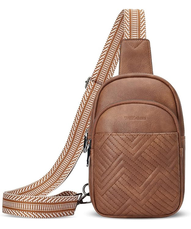 Leather Crossbody Bags for Women Small Sling Bag Anti Theft RFID Chest Purse Fanny Pack for Travel