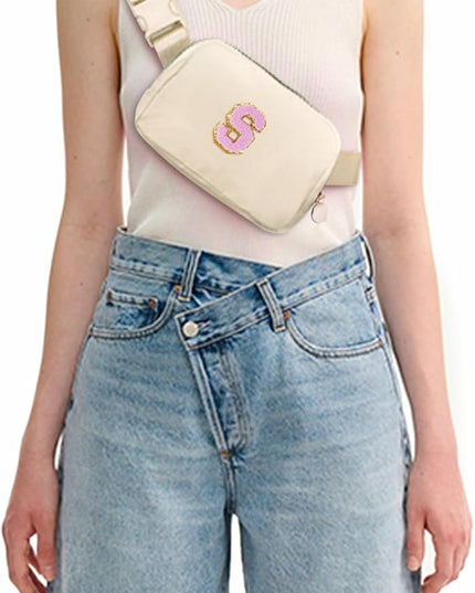 Uygafly Belt Bag Fanny Pack Crossbody Bags with Initials Letter Patch Cute Stuff Birthday Gifts for Teenager Girls Trendy Stuff for Teens | Khaki,S