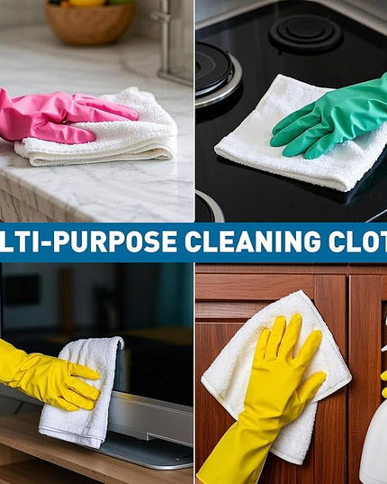 White Microfiber Towels- 50 Pack, Microfiber Cleaning Cloths Bulk, Microfiber Towels for Cars, Cleaning Rags (12x12 inches)