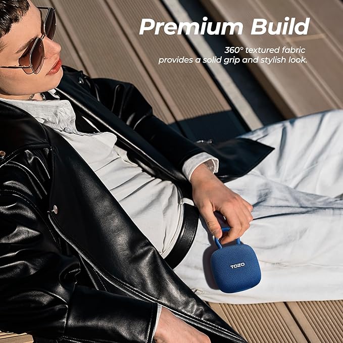 TOZO PE1 Portable Bluetooth Speakers with Adjustable Carabiner, Mini Bluetooth Wireless Shower Speaker with IPX8 Waterproof, 32H Playtime Punchy Bass Audio Speaker for Home, Outdoor and Travel, Blue