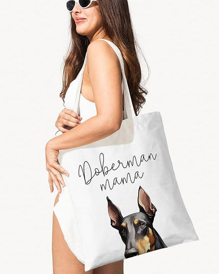 Dog Mama Canvas Tote Bag for Women, Dogs Lover Gift for Dog Mom, Birthday Christmas Cute Rottweiler Gifts For Women.