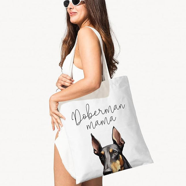 Dog Mama Canvas Tote Bag for Women, Dogs Lover Gift for Dog Mom, Birthday Christmas Cute Rottweiler Gifts For Women.