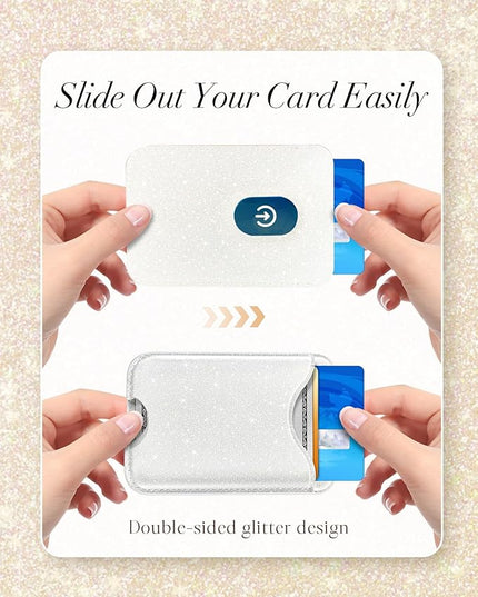 Shorogyt Phone Wallets Compatible with Magsafe Wallet Glitter - Magnetic Card Holder White for Women Teen Girls for iPhone 17/16/15/14/13/12 Series Slim for Apple Mag RFID Magnet, Fit 3 Cards