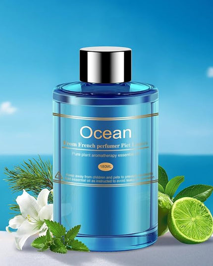 Car Air Freshener Refill for Men & Women 6.09 FL OZ /180ML-9 Month Ocean Scent Essential Oil Perfume, Essential Oil Made of Natural Plant Extracts, Compatible with Car Diffusers for Home/Office