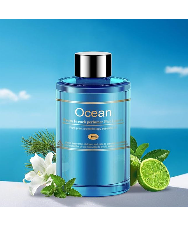 Car Air Freshener Refill for Men & Women 6.09 FL OZ /180ML-9 Month Ocean Scent Essential Oil Perfume, Essential Oil Made of Natural Plant Extracts, Compatible with Car Diffusers for Home/Office
