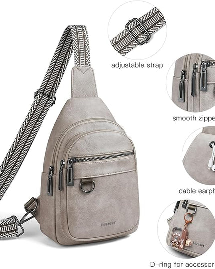 7L Sling Bag for Women Men Vegan Leather Crossbody Bags Fanny Pack Purse Backpack Over Shoulder Bag Travel Anti Theft