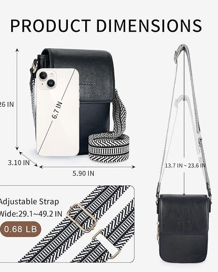 APHISON Small Crossbody Bags for Women Trendy, Leather Phone Wallet Purses Handbags Card Slots with Adjustable Guitar Strap