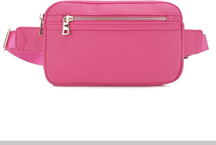 LOVESOME Vegan Leather Everywhere Fashion Waist Bag Fanny Pack Crossbody Bag Belt Bag Sling Bag with Adjustable Strap for Women (Fuchsia)