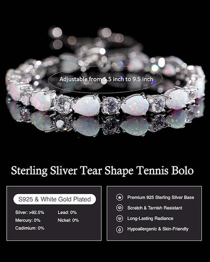FANCIME Shine of Tears Birthstone Tennis bolo Bracelets Sterling Silver Tennis Bracelets Charm Fine Jewelry Birthday Gifts for Women Mom