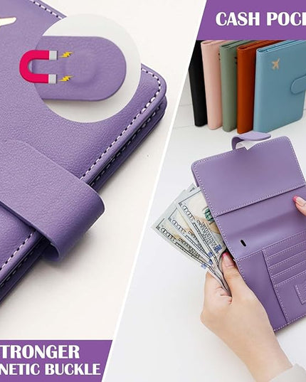 Melsbrinna Premium Leather Passport Holder Covers Case, Waterproof Rfid Blocking Travel Wallet Passport Holder with Pen Holder, Cute Passport Book for Women/Men