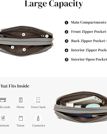 S-ZONE Fanny Packs for Women Genuine Leather RFID Blocking Crossbody Bags Purses Sling Waist Chest Bag Gifts Travel Running Adjustable Strap Men