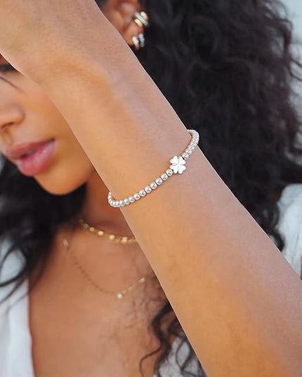 Gold Bracelets for Women 14K Gold Beaded Bracelets Stackable Bracelets for Women Gold Charm Bracelet Non Tarnish Gold Jewelry for Women Trendy