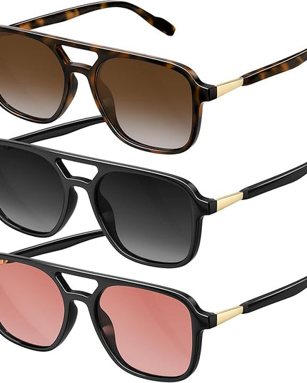 Retro Aviator Sunglasses for Women Men:Polarized Trendy Vintage 70s Rectangle Womens Shades Sun Glasses UV Protection