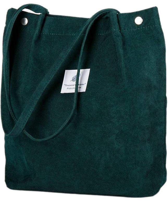 Corduroy Tote Bag Cute Tote Bags for Women Shoulder Bag with Inner Pocket for Work Beach Travel and Shopping Grocery
