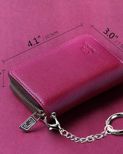 FurArt Zipper Wallet Women, RFID Blocking Credit Card Wallet, Business Card Holder, Compact Size KeyChain Wallet