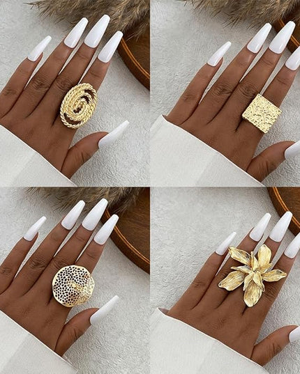 KISS WIFE Goldenen Silvery Black Kunckle Rings Set for Women, Dainty Simple Trendy Cute Stackable Finger Rings Pack, Perfect for Stacking Layering on Thumb and Knuckle, Mixed Size, Jewelry Gift